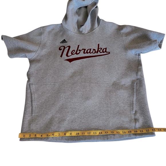 Nebraska Huskers Adidas Baseball Tri-Blend Short Sleeve Hoodie gray.Men's Large - Picture 12 of 15